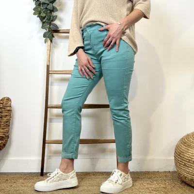 P091- Jean 7/8ème Voggo (T36-T44) - vert-celadon - 44