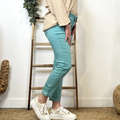 P091- Jean 7/8ème Voggo (T36-T44) - vert-celadon - 44