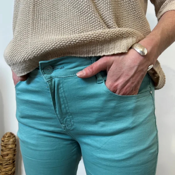 P091- Jean 7/8ème Voggo (T36-T44) - vert-celadon - 44