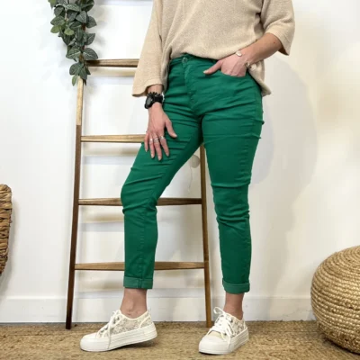 P103- Jean 7/8ème Voggo (T36-T44) - vert-emeraude - 44