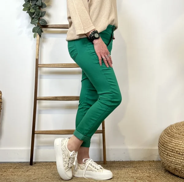 P103- Jean 7/8ème Voggo (T36-T44) - vert-emeraude - 44