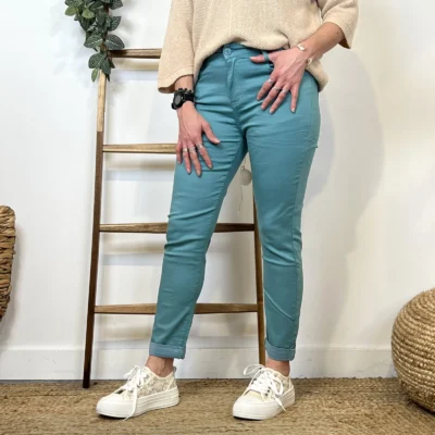 P099- Jean 7/8ème Voggo (T36-T44) - vert-celadon - 44