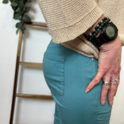 P099- Jean 7/8ème Voggo (T36-T44) - vert-celadon - 44