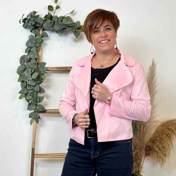 L549- Veste suédine à poches (Tu) 🇮🇹 - rose-poudre - taille-unique