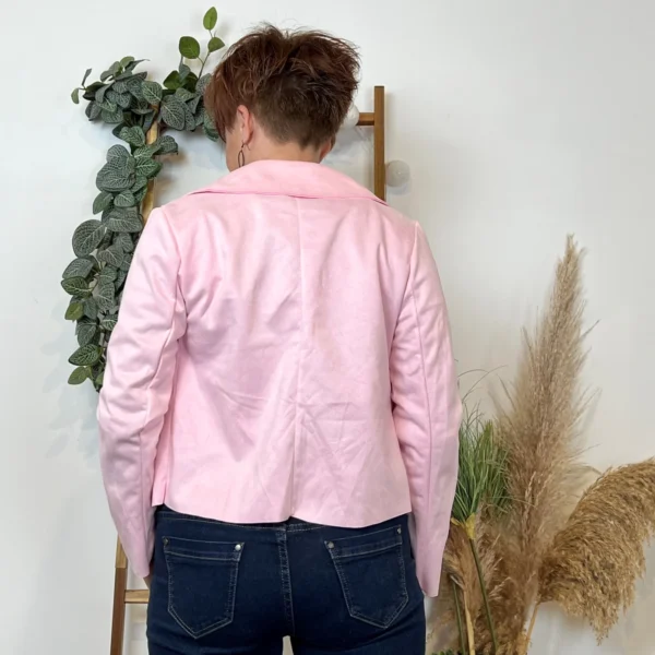 L549- Veste suédine à poches (Tu) 🇮🇹 - rose-poudre - taille-unique