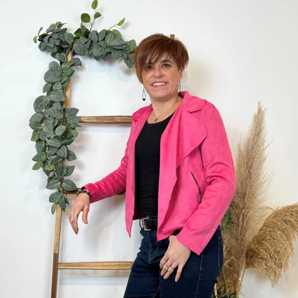 L549- Veste suédine à poches (Tu) 🇮🇹 - fuchsia - taille-unique