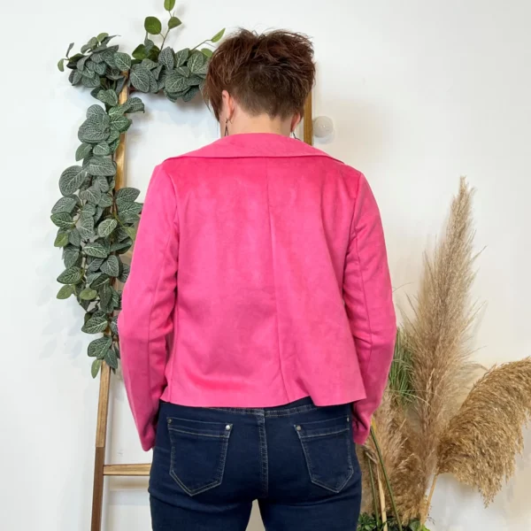 L549- Veste suédine à poches (Tu) 🇮🇹 - fuchsia - taille-unique