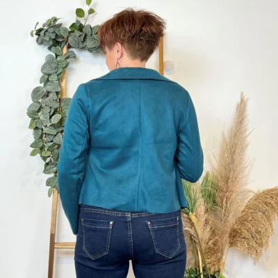 L549- Veste suédine à poches (Tu) 🇮🇹 - bleu-petrole - taille-unique