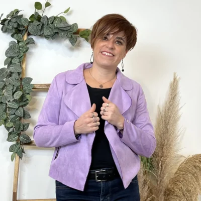 L549- Veste suédine à poches (Tu) 🇮🇹 - violet - taille-unique