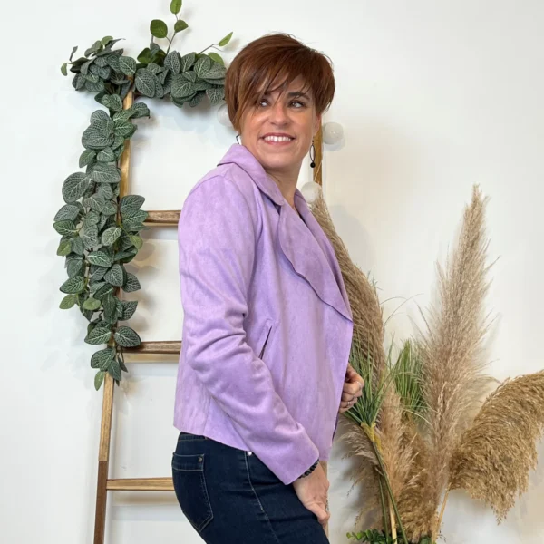 L549- Veste suédine à poches (Tu) 🇮🇹 - violet - taille-unique