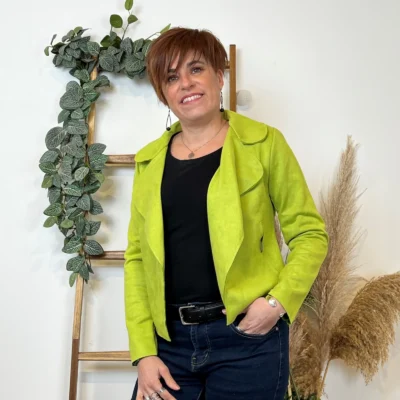 L549- Veste suédine à poches (Tu) 🇮🇹 - vert-anis - taille-unique