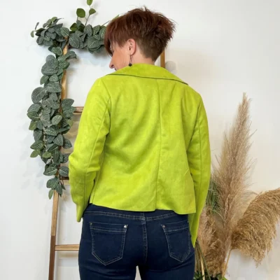 L549- Veste suédine à poches (Tu) 🇮🇹 - vert-anis - taille-unique