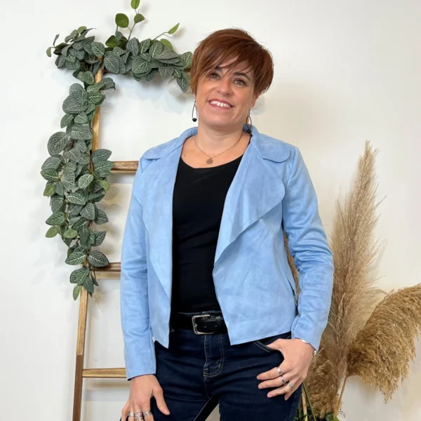 L549- Veste suédine à poches (Tu) 🇮🇹 - bleu-ciel - taille-unique