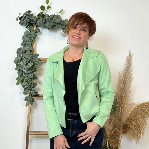 L549- Veste suédine à poches (Tu) 🇮🇹 - vert-pale - taille-unique
