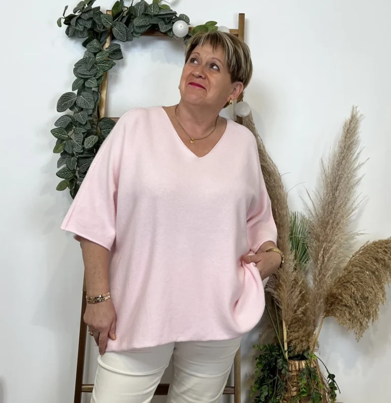 Z125 - Pull loose Crop-Top (GT) - rose-pale - taille-unique-grande-taille