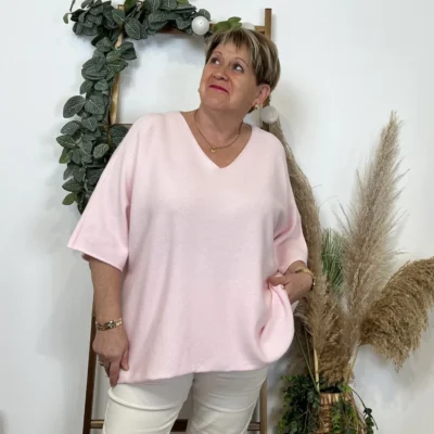 Z125 - Pull loose Crop-Top (GT) - rose-pale - taille-unique-grande-taille