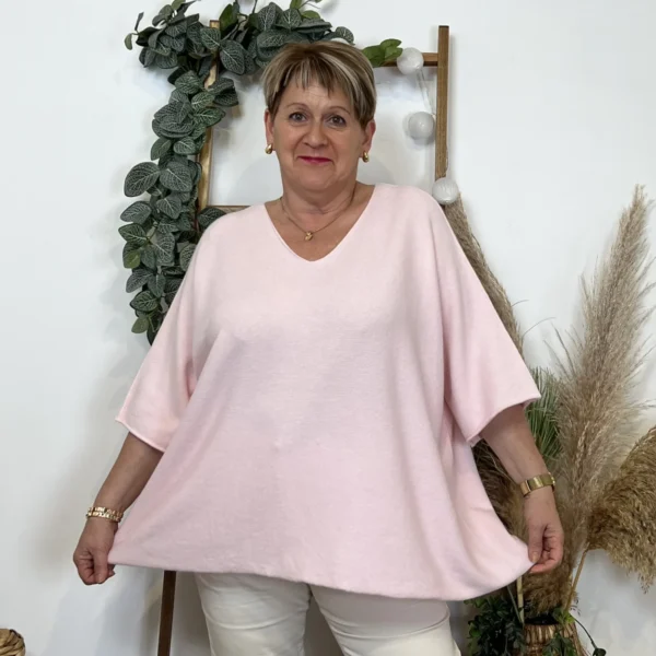 Z125 - Pull loose Crop-Top (GT) - rose-pale - taille-unique-grande-taille