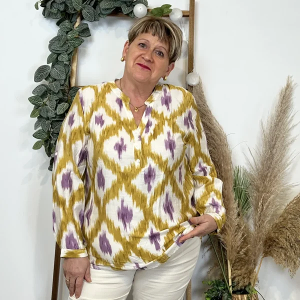 Z789- Blouse Christy Losanges (T44-T52) - moutarde - 52