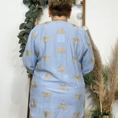 K820- Blouse brodée Christy (T44-T52) - bleu-ciel - 52