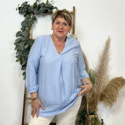 Z774- Blouse unie Christy (T44-T52) - bleu-ciel - 52
