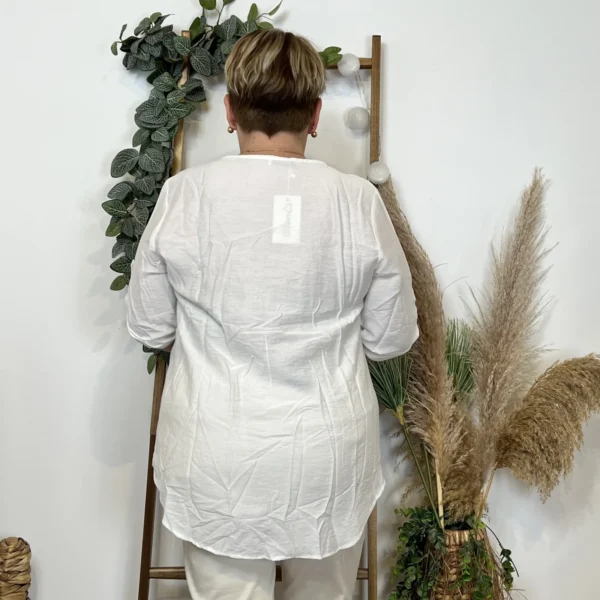 Z774- Blouse unie Christy (T44-T52) - blanc - 52