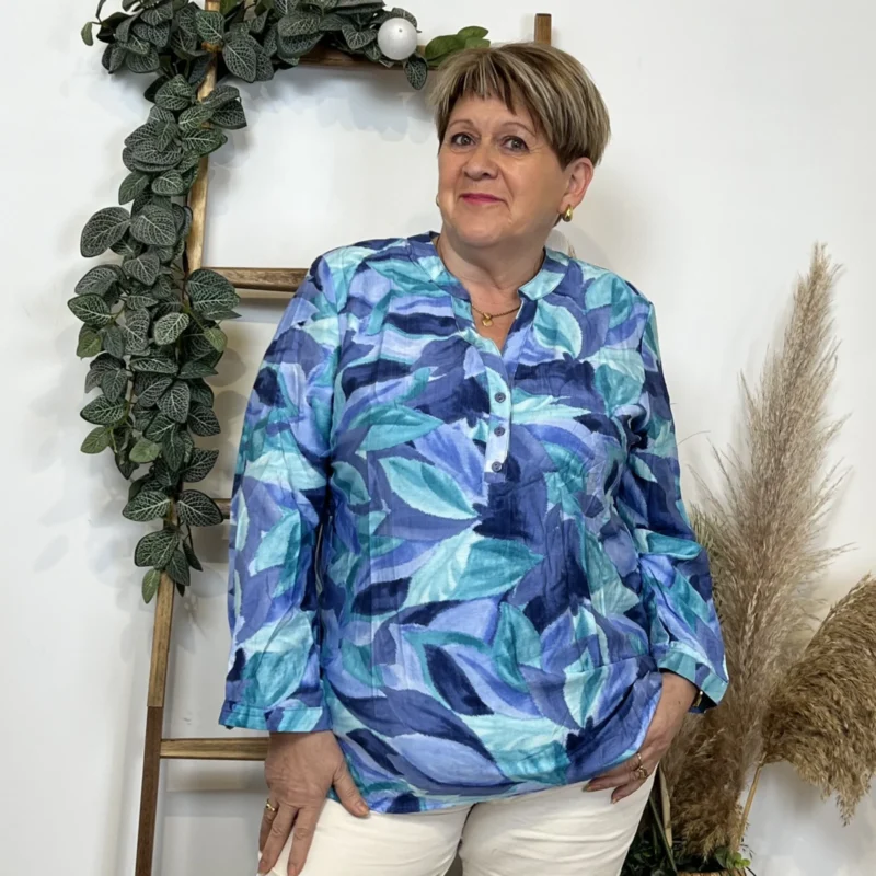 Z766- Blouse Christy « Oursin » (T44-T52) - bleu-royal-bleu - 52