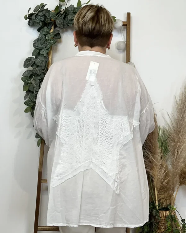 Z142- Chemise Loose étoilée ⭐ (Gt) - blanc - taille-unique-grande-taille