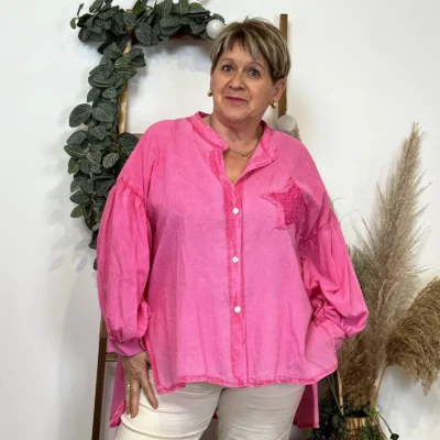 Z142- Chemise Loose étoilée ⭐ (Gt) - fuchsia - taille-unique-grande-taille