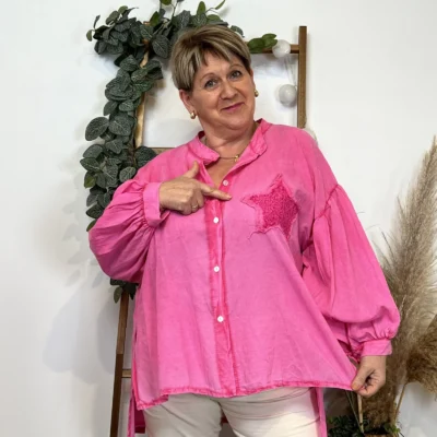 Z142- Chemise Loose étoilée ⭐ (Gt) - fuchsia - taille-unique-grande-taille