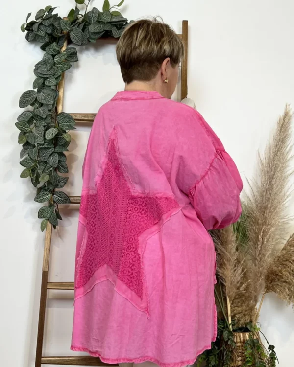 Z142- Chemise Loose étoilée ⭐ (Gt) - fuchsia - taille-unique-grande-taille