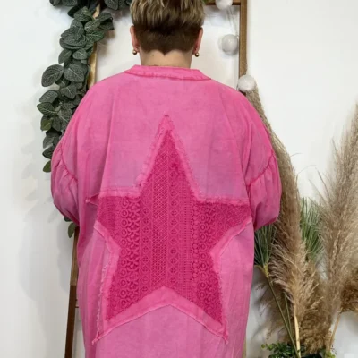 Z142- Chemise Loose étoilée ⭐ (Gt) - fuchsia - taille-unique-grande-taille
