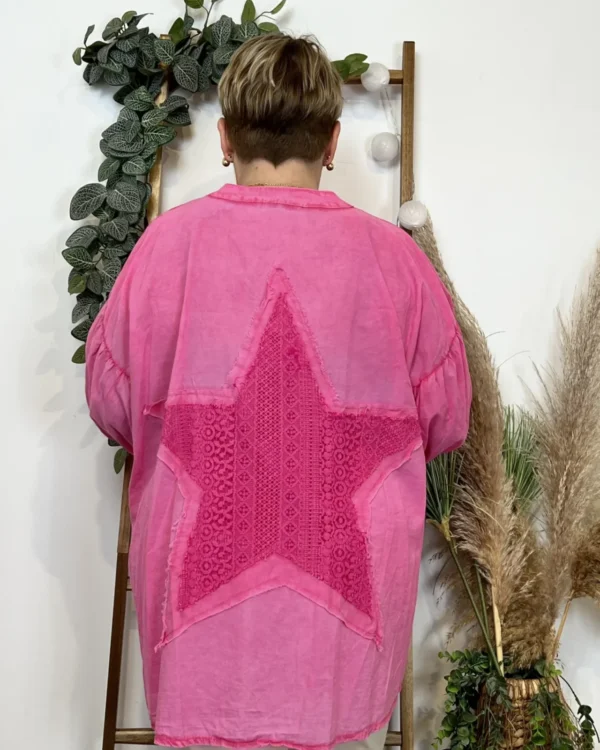 Z142- Chemise Loose étoilée ⭐ (Gt) - fuchsia - taille-unique-grande-taille