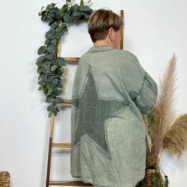 Z142- Chemise Loose étoilée ⭐ (Gt) - kaki - taille-unique-grande-taille