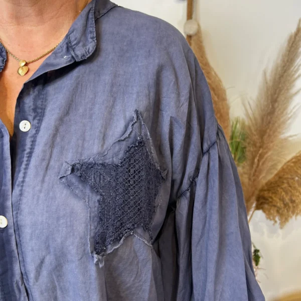 Z142- Chemise Loose étoilée ⭐ (Gt) - marine - taille-unique-grande-taille