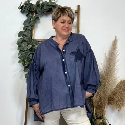 Z142- Chemise Loose étoilée ⭐ (Gt) - marine - taille-unique-grande-taille