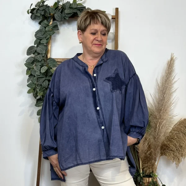 Z142- Chemise Loose étoilée ⭐ (Gt) - marine - taille-unique-grande-taille