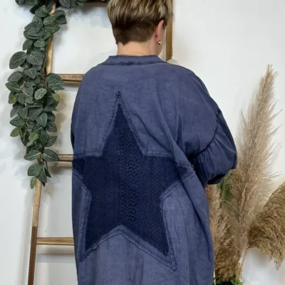 Z142- Chemise Loose étoilée ⭐ (Gt) - marine - taille-unique-grande-taille