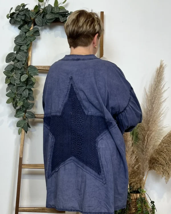 Z142- Chemise Loose étoilée ⭐ (Gt) - marine - taille-unique-grande-taille