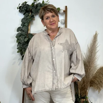 Z142- Chemise Loose étoilée ⭐ (Gt) - taupe - taille-unique-grande-taille