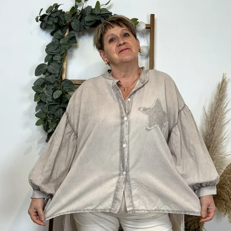 Chemise femme étoile en crochet « Jolies Formes » - taupe - taille-unique-grande-taille