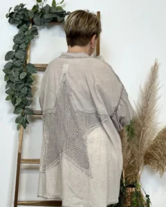 Chemise femme étoile en crochet « Jolies Formes » - taupe - taille-unique-grande-taille