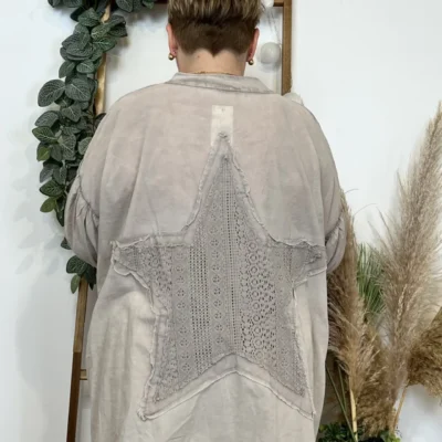 Z142- Chemise Loose étoilée ⭐ (Gt) - taupe - taille-unique-grande-taille