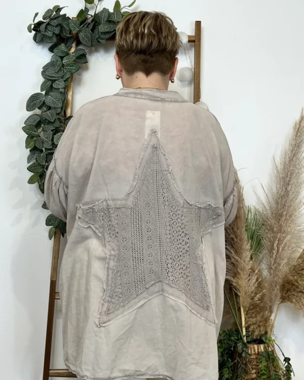 Z142- Chemise Loose étoilée ⭐ (Gt) - taupe - taille-unique-grande-taille