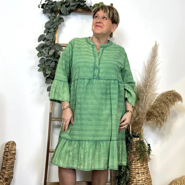 Z319- Robe coton délavé C'Mélodie - vert-bresil - taille-unique-grande-taille