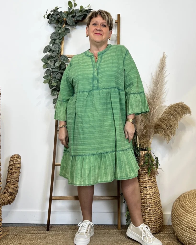 Z319- Robe coton délavé C'Mélodie - vert-bresil - taille-unique-grande-taille