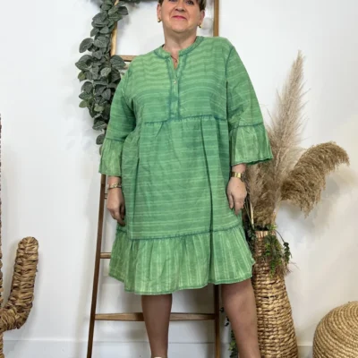 Z319- Robe coton délavé C'Mélodie - vert-bresil - taille-unique-grande-taille