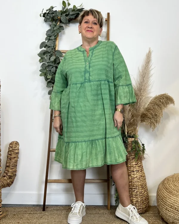 Z319- Robe coton délavé C'Mélodie - vert-bresil - taille-unique-grande-taille