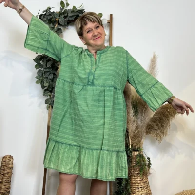 Z319- Robe coton délavé C'Mélodie - vert-bresil - taille-unique-grande-taille