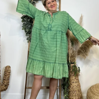 Z319- Robe coton délavé C'Mélodie - vert-bresil - taille-unique-grande-taille