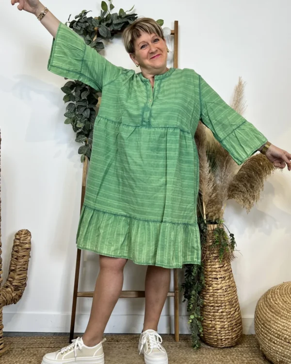 Z319- Robe coton délavé C'Mélodie - vert-bresil - taille-unique-grande-taille